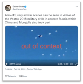 out of context historic 2018 military drills tweet